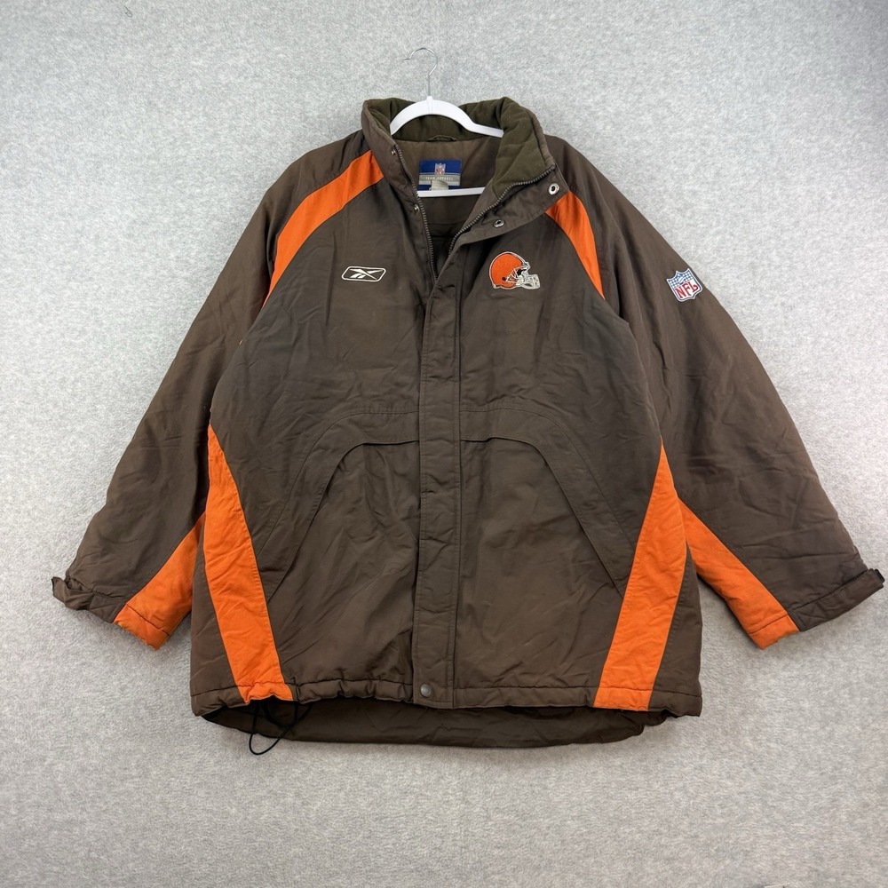 Cleveland‎ Browns Reebok NFL. Jacket Men's Size Large Brown Insulated
